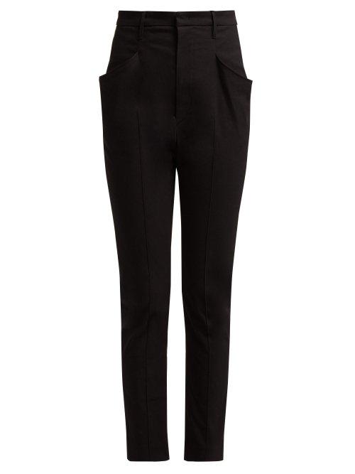 Matchesfashion.com Isabel Marant - Naylor High Rise Cotton Blend Trousers - Womens - Black