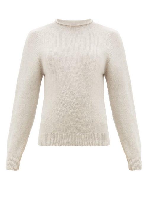 Matchesfashion.com Margaret Howell - Rolled Neckline Cotton Blend Sweater - Womens - Beige