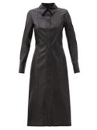 Matchesfashion.com Proenza Schouler - Leather Midi Shirt Dress - Womens - Black