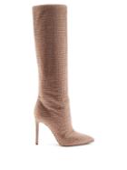 Matchesfashion.com Paris Texas - Holly Crystal-embellished Suede Knee-high Boots - Womens - Pink