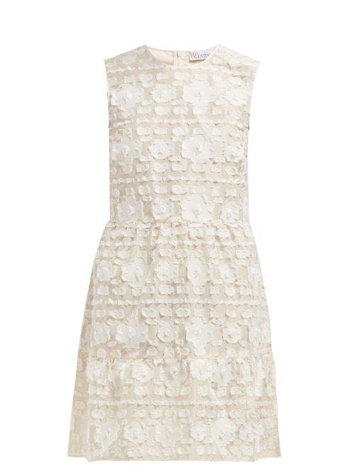 Matchesfashion.com Redvalentino - Floral Fil Coup Satin Dress - Womens - Ivory
