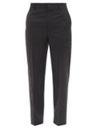 Mens Rtw Valentino - Garden-appliqu Wool-blend Trousers - Mens - Black