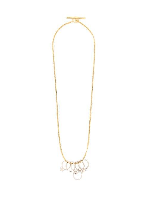 Matchesfashion.com Jil Sander - Crystal Embellished Ring Pendant Necklace - Womens - Gold