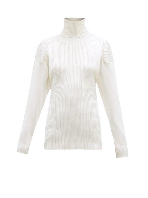 Matchesfashion.com Bottega Veneta - Cut Out Roll Neck Ribbed Silk Sweater - Womens - Ivory