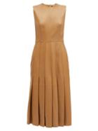 Matchesfashion.com Joseph - Demry Leather Pleated Dress - Womens - Camel