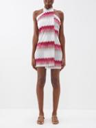 Missoni - Asymmetric Chevron-jacquard Jersey Mini Dress - Womens - Pink White