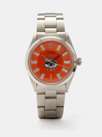 Jacquie Aiche - Vintage Rolex Oyster 34mm Diamond & Steel Watch - Mens - Red