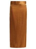 Matchesfashion.com Ann Demeulemeester - Belted Crinkled Satin Skirt - Womens - Brown