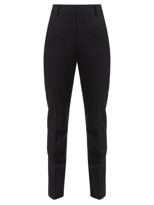 Matchesfashion.com Saint Laurent - High Rise Wool Twill Trousers - Womens - Black