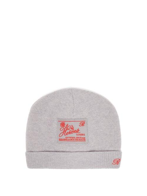 Matchesfashion.com Raf Simons - Heroes Embroidered Wool Blend Beanie Hat - Womens - Grey