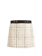 Matchesfashion.com Gucci - Horsebit Cotton Blend Boucl Tweed Mini Skirt - Womens - Ivory Multi