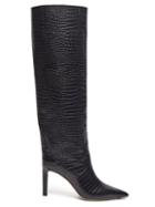 Matchesfashion.com Jimmy Choo - Mavis 85 Crocodile Effect Leather Boots - Womens - Dark Grey