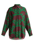 Matchesfashion.com Msgm - Chain Print Satin Shirt - Womens - Burgundy