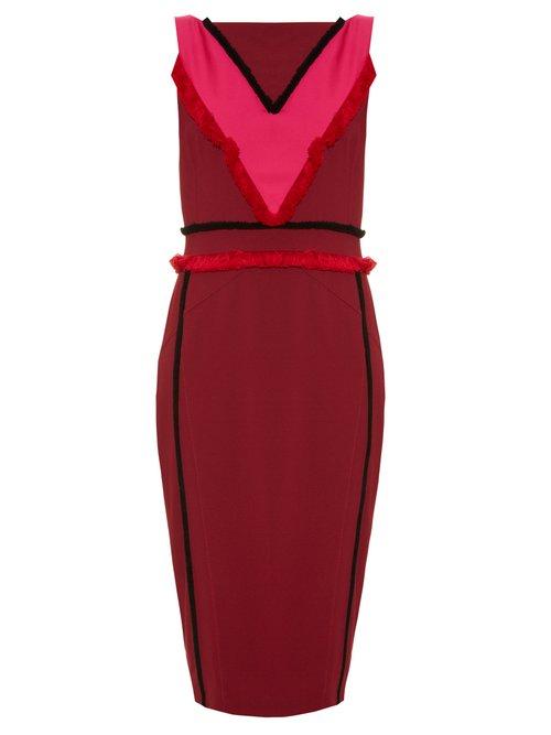 Matchesfashion.com Altuzarra - Caulfield Fringed Trim Cady Midi Dress - Womens - Burgundy