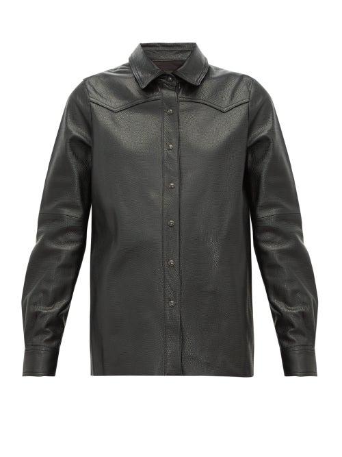 Matchesfashion.com Nili Lotan - Juline Snake Effect Leather Shirt - Womens - Black
