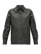 Matchesfashion.com Nili Lotan - Juline Snake Effect Leather Shirt - Womens - Black