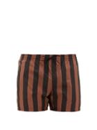Matchesfashion.com Fendi - Pequin-stripe Swim Shorts - Mens - Black Brown