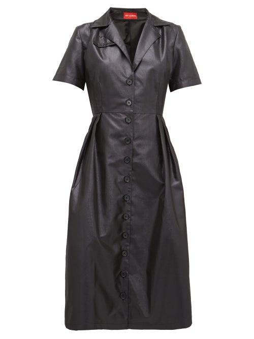 Matchesfashion.com Art School - Cuban-collar Lam Midi Dress - Womens - Black