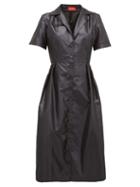 Matchesfashion.com Art School - Cuban-collar Lam Midi Dress - Womens - Black