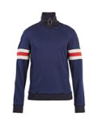 J.w.anderson Striped-sleeve Half-zip Jersey Sweatshirt