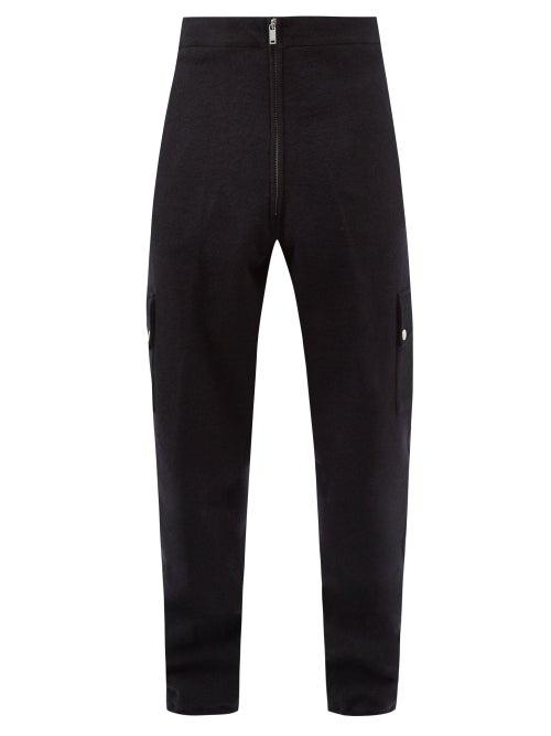 Jil Sander - Tapered Brushed Wool-blend Cargo Track Pants - Mens - Dark Blue