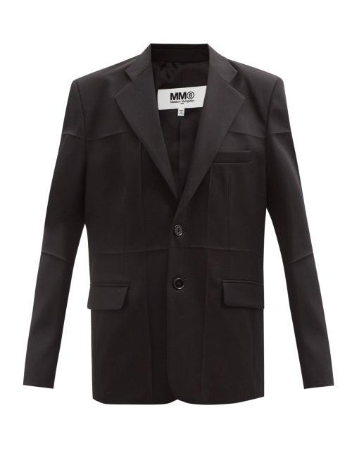 Mm6 Maison Margiela - Permanent-crease Twill Single-breasted Blazer - Womens - Black