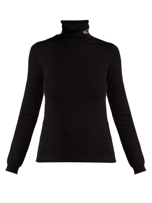 Matchesfashion.com Valentino - Vltn Roll Neck Top - Womens - Black