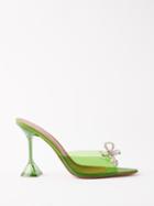 Amina Muaddi - Rosie 95 Crystal-bow Pvc Mules - Womens - Green Multi
