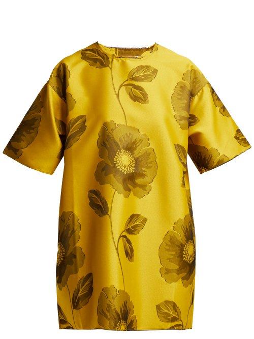 Matchesfashion.com Marques'almeida - Floral Jacquard Mini Dress - Womens - Yellow Print