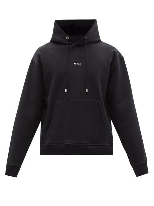 Matchesfashion.com Frame - Logo-print Oversized Jersey Hooded Sweatshirt - Mens - Black