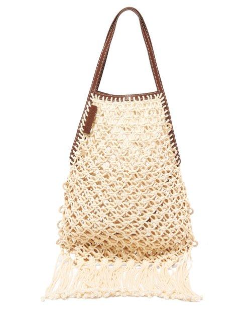 Matchesfashion.com Jw Anderson - Leather Trimmed Macram Tote - Womens - Beige Multi
