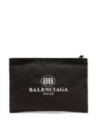 Matchesfashion.com Balenciaga - Logo Embroidered Coated Canvas Pouch - Mens - Black Multi