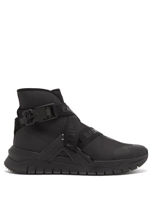 Matchesfashion.com Balmain - B Troop High Top Logo Strap Trainers - Mens - Black