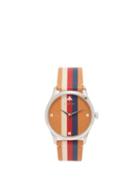 Matchesfashion.com Gucci - G-timeless Web-striped Leather Watch - Womens - Light Brown