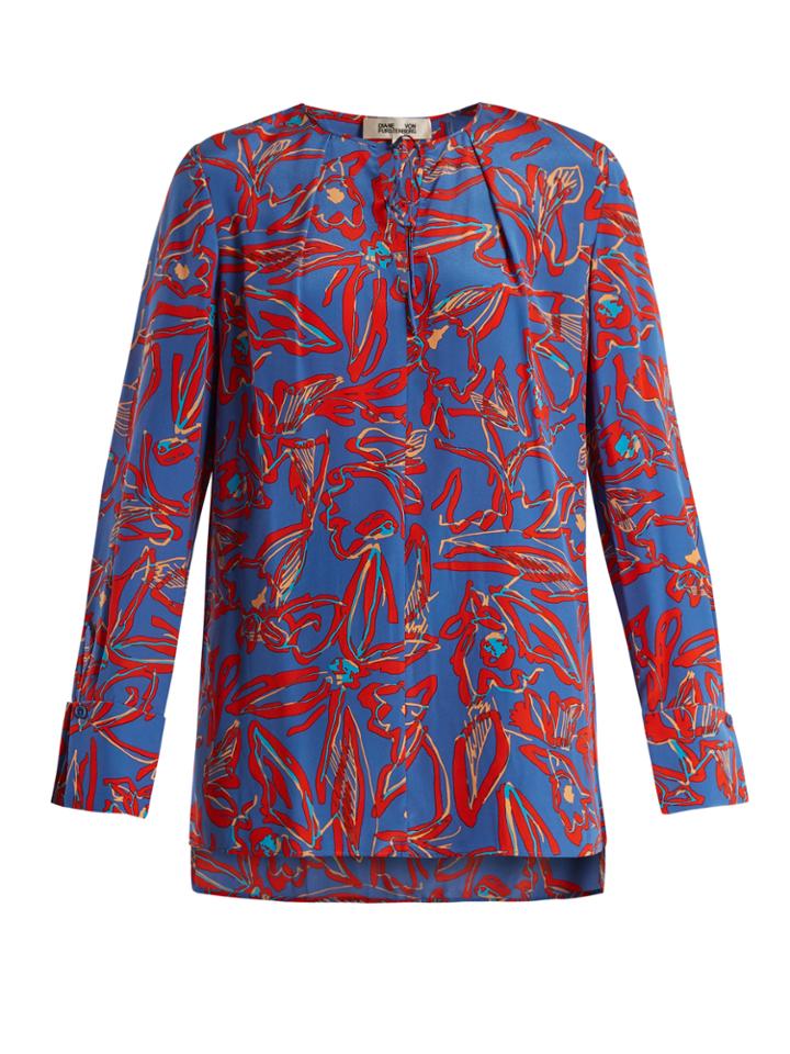 Diane Von Furstenberg Tie-neck Silk Crepe De Chine Blouse