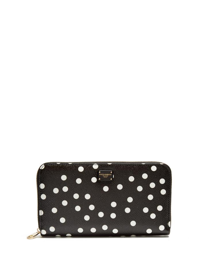 Dolce & Gabbana Polka-dot Print Leather Zip-around Wallet