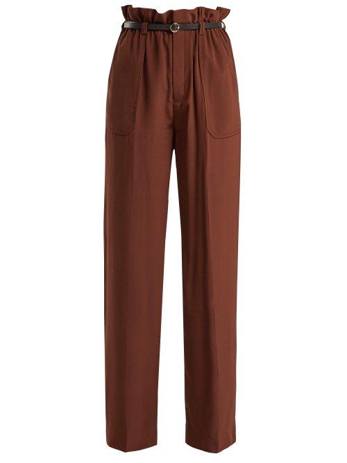 Matchesfashion.com Chlo - Silk Crepe De Chine Paperbag Waist Trousers - Womens - Dark Brown