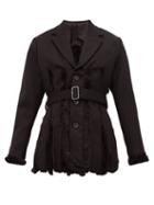 Matchesfashion.com Noir Kei Ninomiya - Slit Faux Fur Lined Wool Gabardine Blazer - Womens - Black