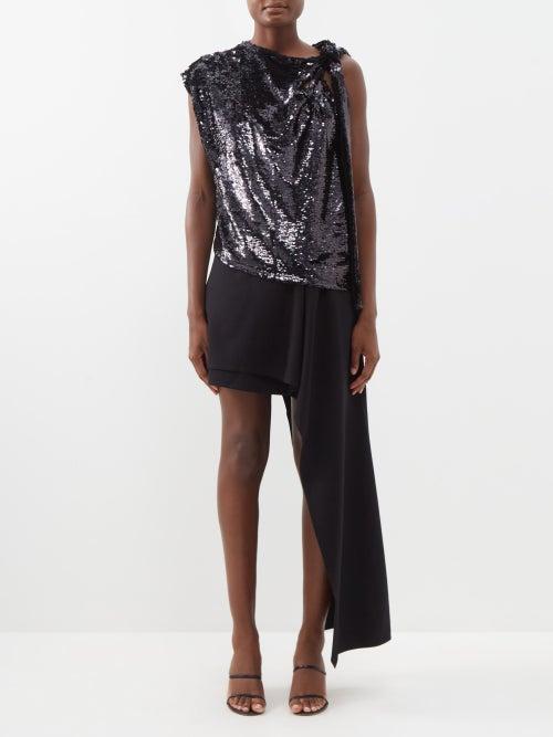 Jw Anderson - Asymmetric Sequinned Mini Dress - Womens - Black