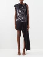 Jw Anderson - Asymmetric Sequinned Mini Dress - Womens - Black