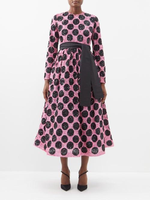 Ashish - Polka-dot Sequinned Dress - Womens - Pink Multi