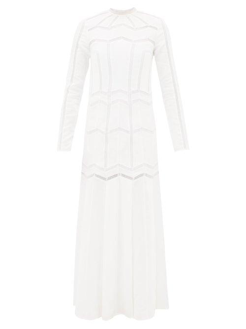 Matchesfashion.com Gabriela Hearst - Beavior Lace-trimmed Linen Dress - Womens - White