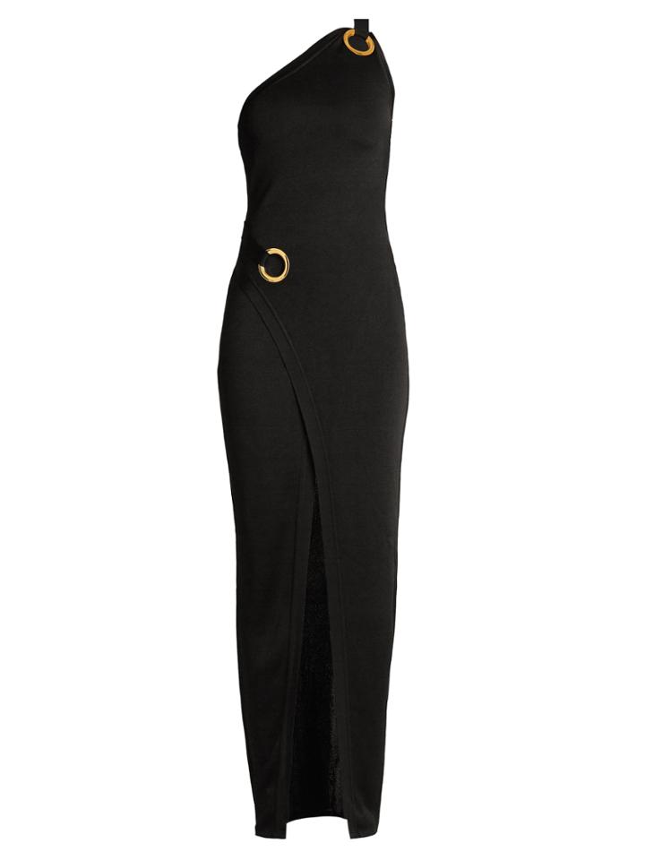 Balmain Asymmetric One-shoulder Knit Gown