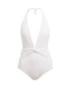 Matchesfashion.com Melissa Odabash - Tahiti Knotted Halterneck Swimsuit - Womens - White