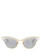 Matchesfashion.com Gucci - Embellished Cat Eye Acetate Sunglasses - Womens - White