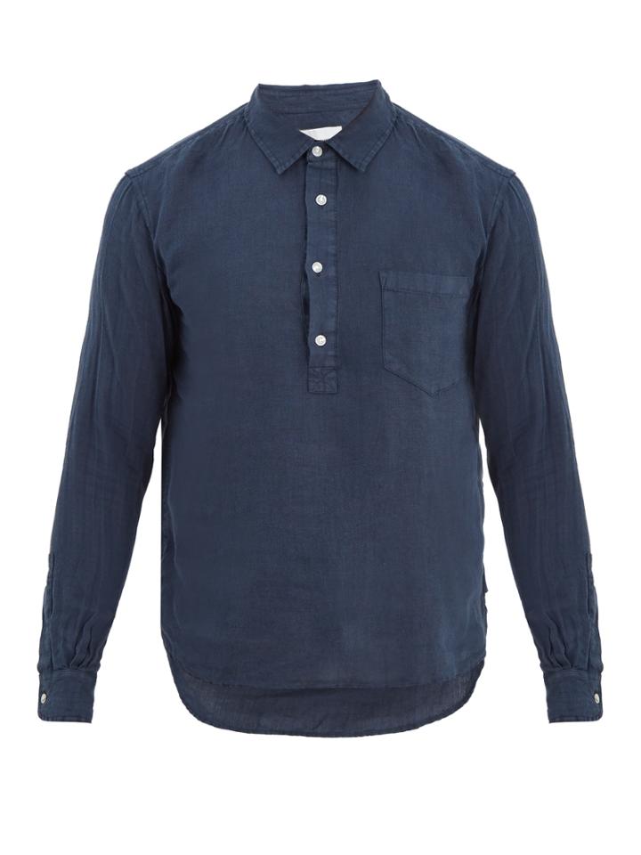Solid & Striped Popover Half-button Linen Shirt