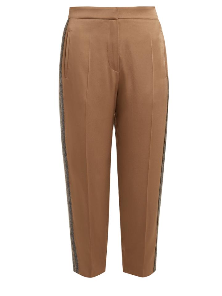 Brunello Cucinelli Side-stripe Tapered-leg Satin Cropped Trousers