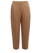 Brunello Cucinelli Side-stripe Tapered-leg Satin Cropped Trousers
