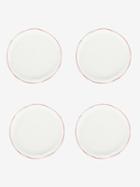Feldspar - Set Of Four Painted-rim Fine China Side Plates - Red White