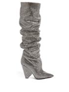 Saint Laurent Niki Slouch Crystal-embellished Boots